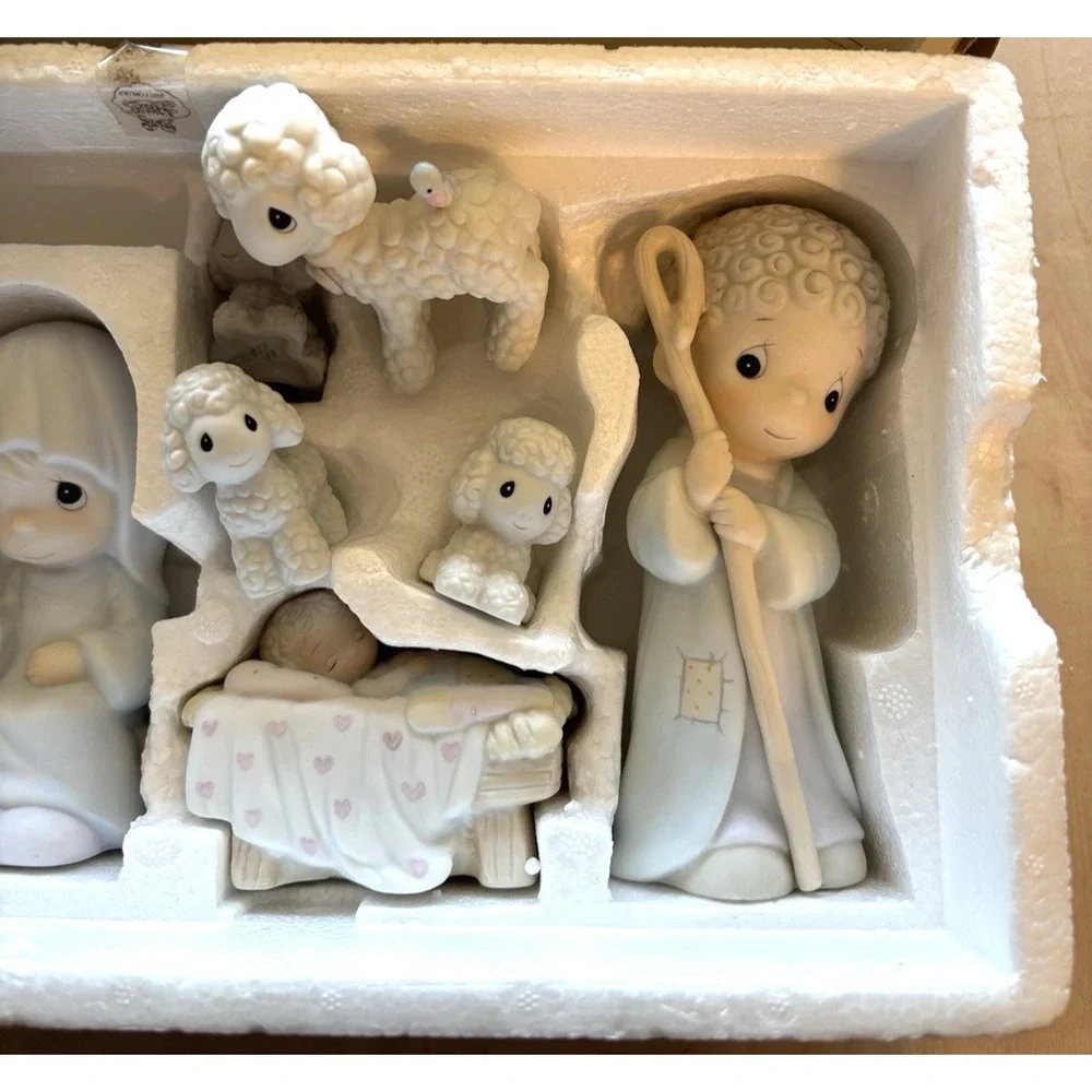 Vtg Precious Moments Nativity Come Let Us Adore Him 9 Piece Bisque 1986 READ